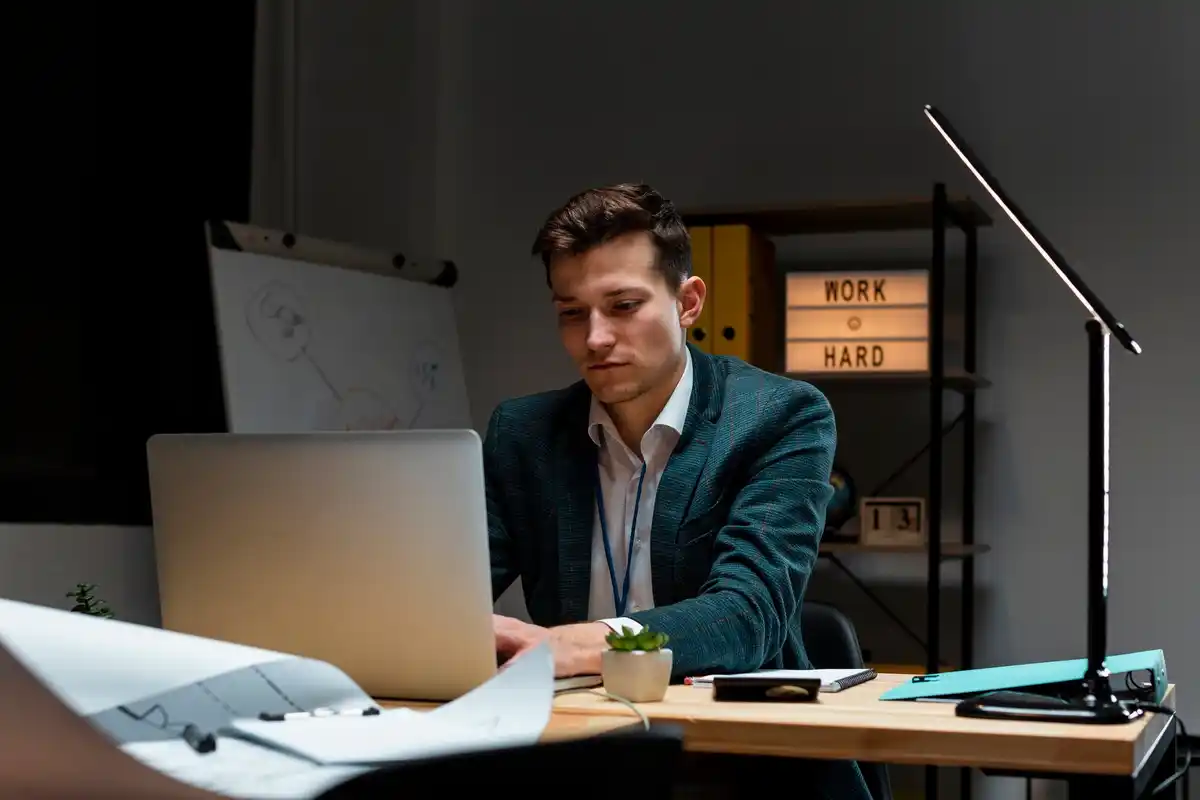 focused person working efficiently