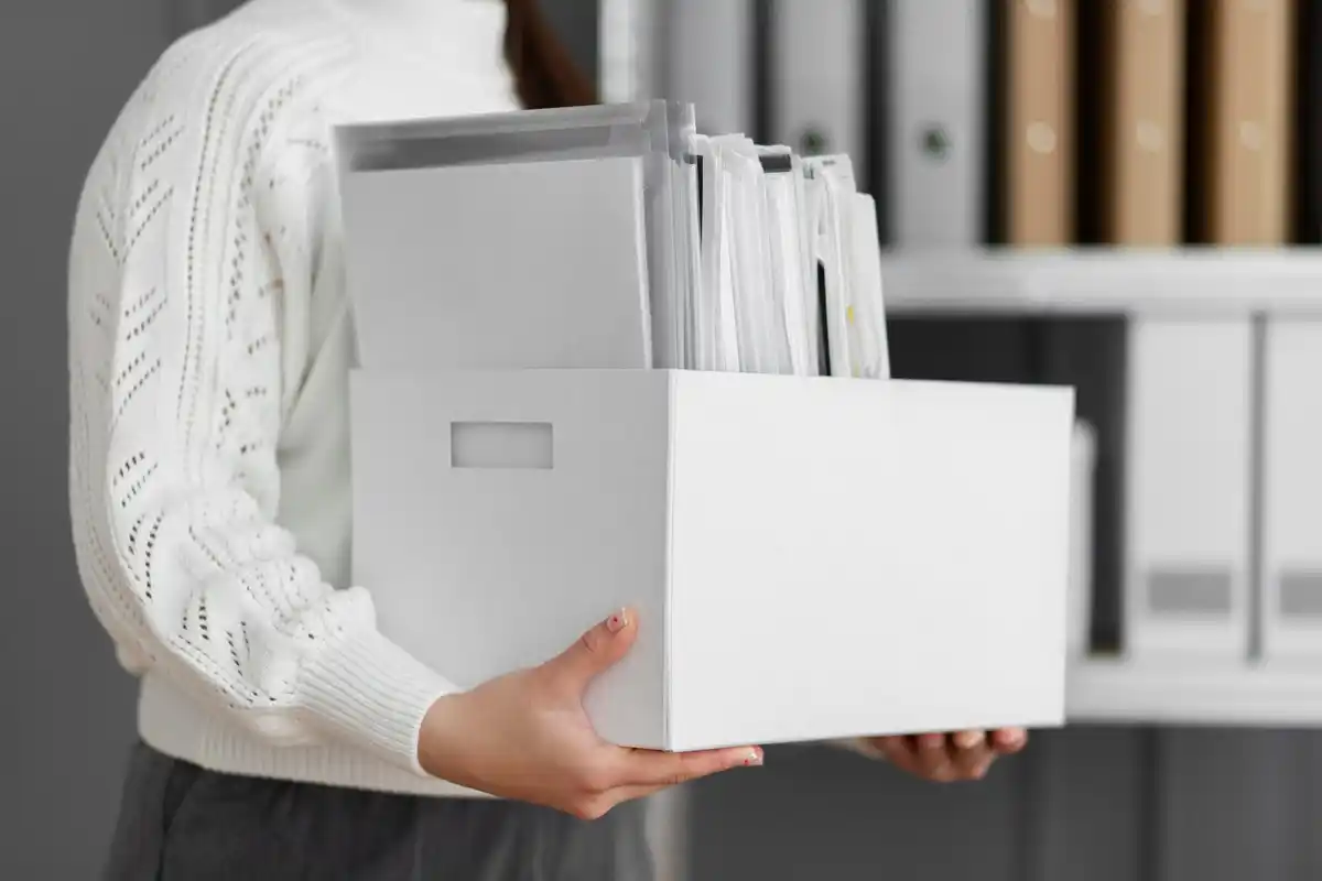 transparent storage boxes neatly organized with labels