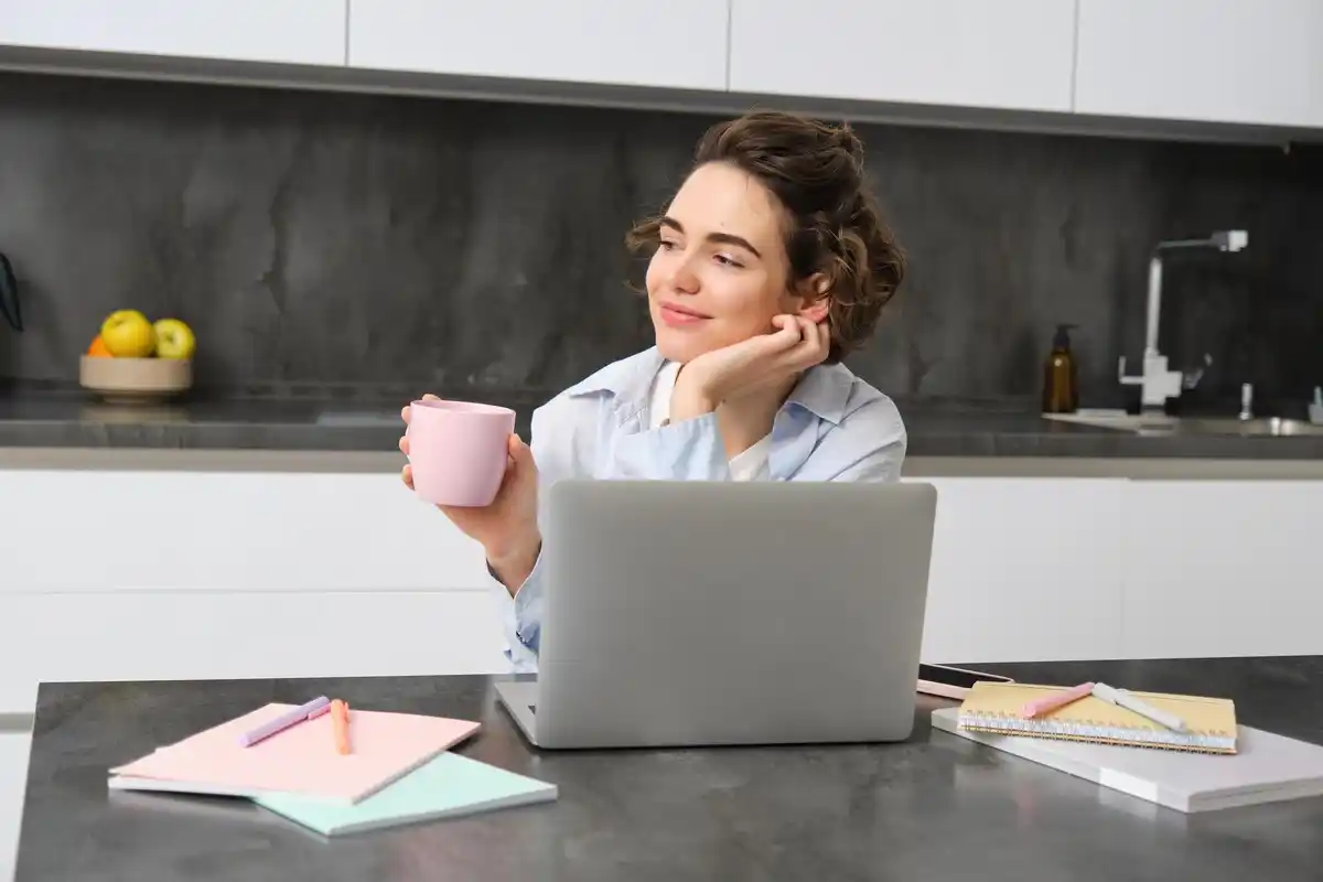 morning planning coffee laptop