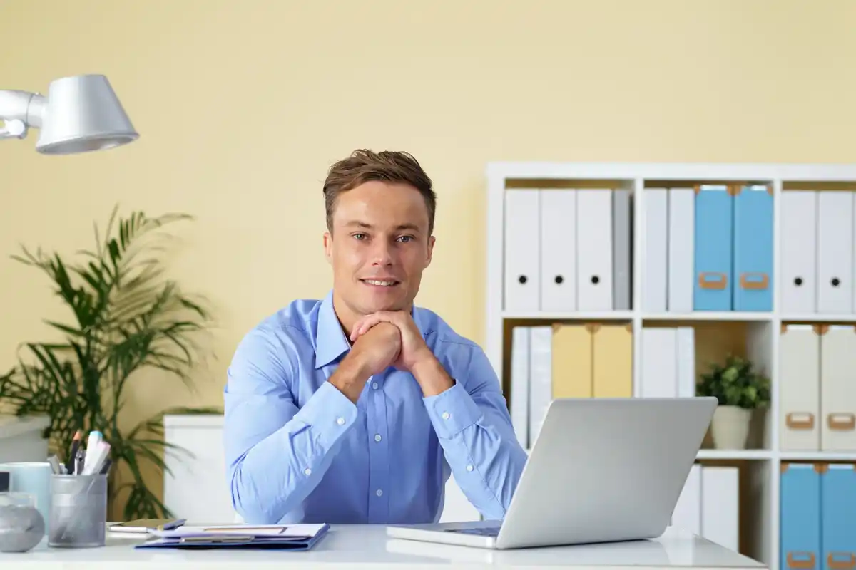 focused person working distraction-free office