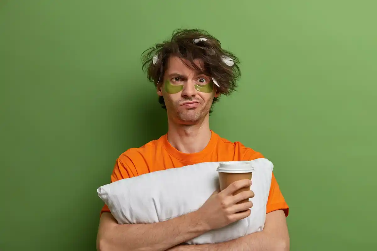 tired person morning coffee