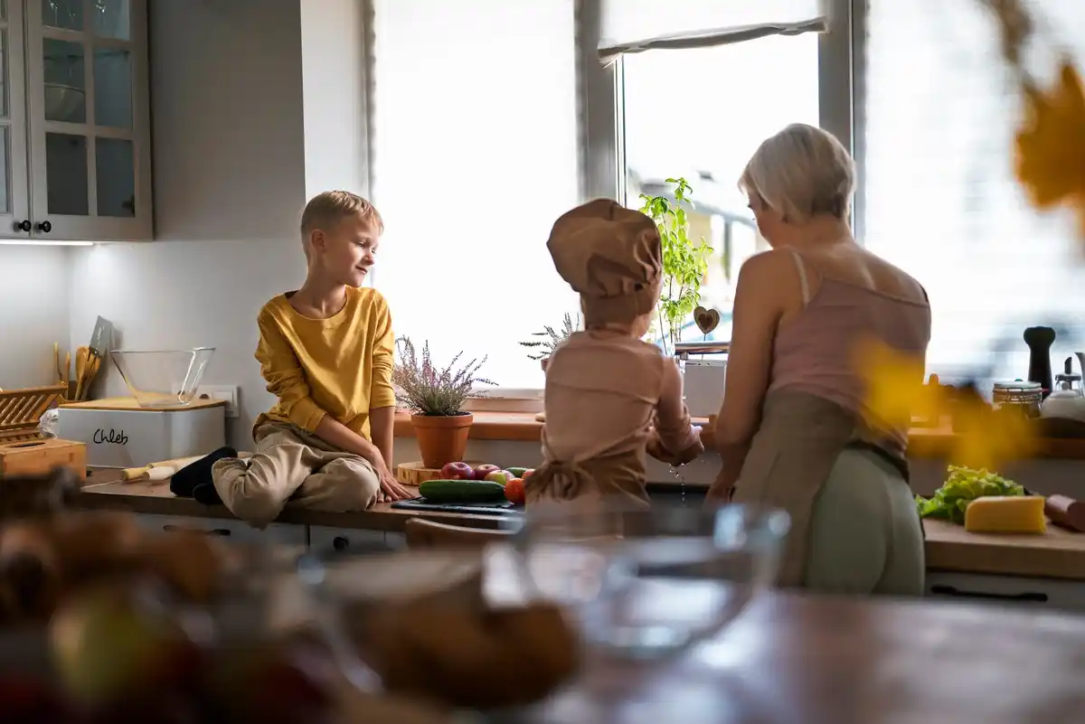family organizing home daily chores