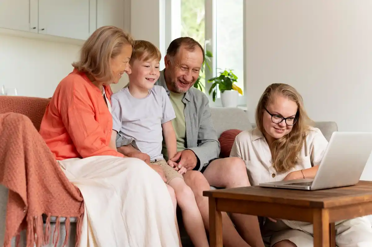 family relaxing together at home