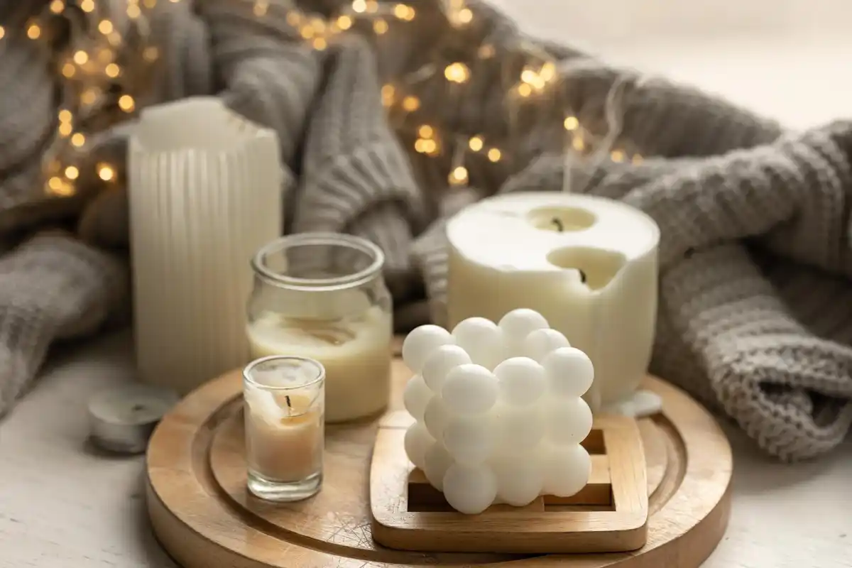 family evening moment with candles and soft lights