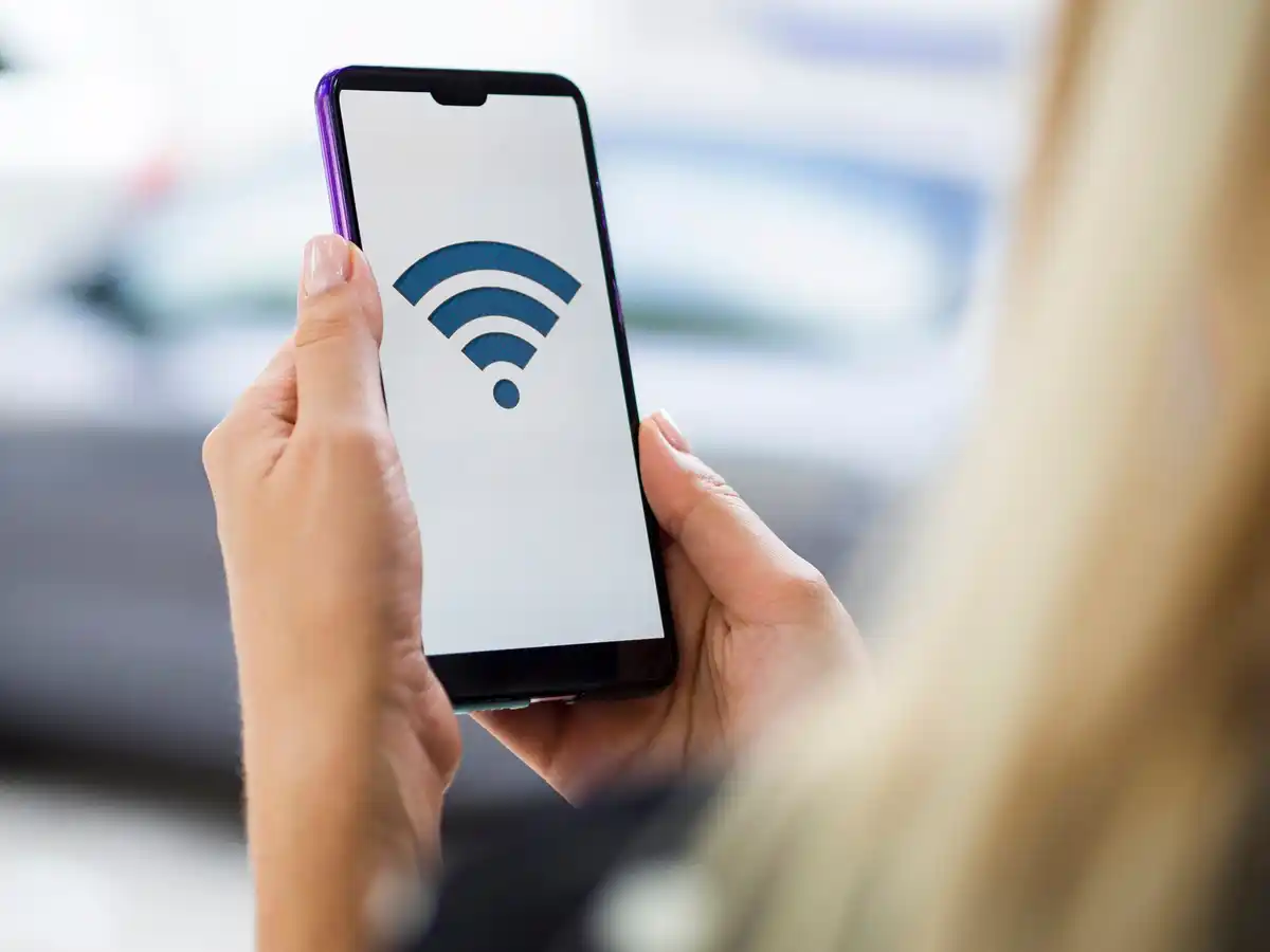 Mobile phone showing wifi data usage app