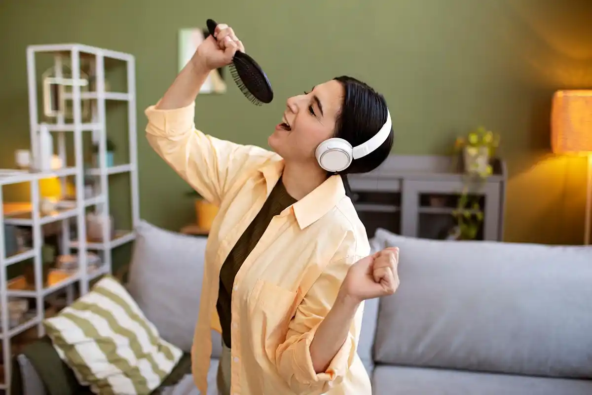 cleaning with music playlist