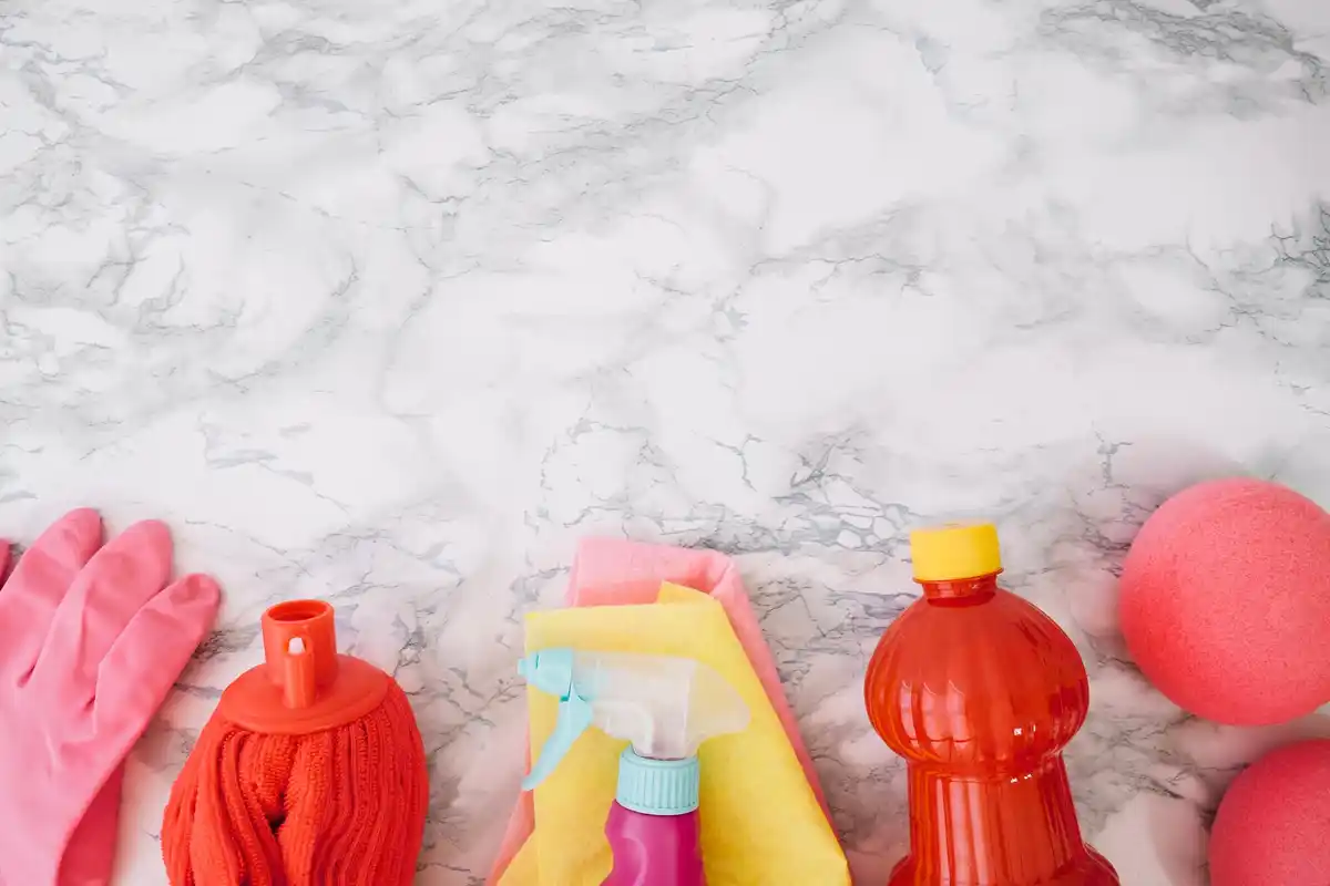cleaning supplies bathroom sink countertop