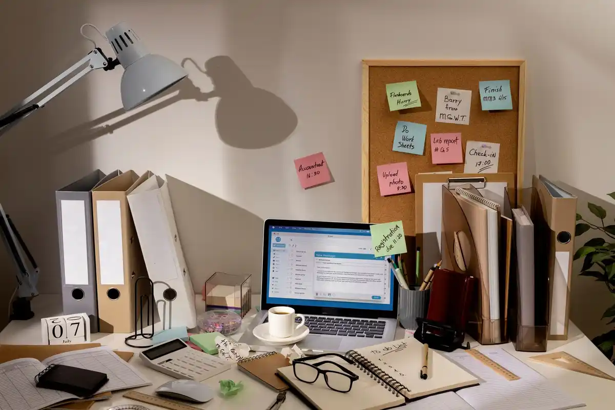 creative workspace mess
