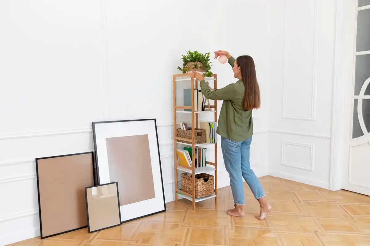 vertical wall shelves small apartment