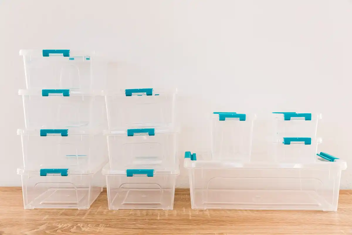 home organization storage boxes with labels