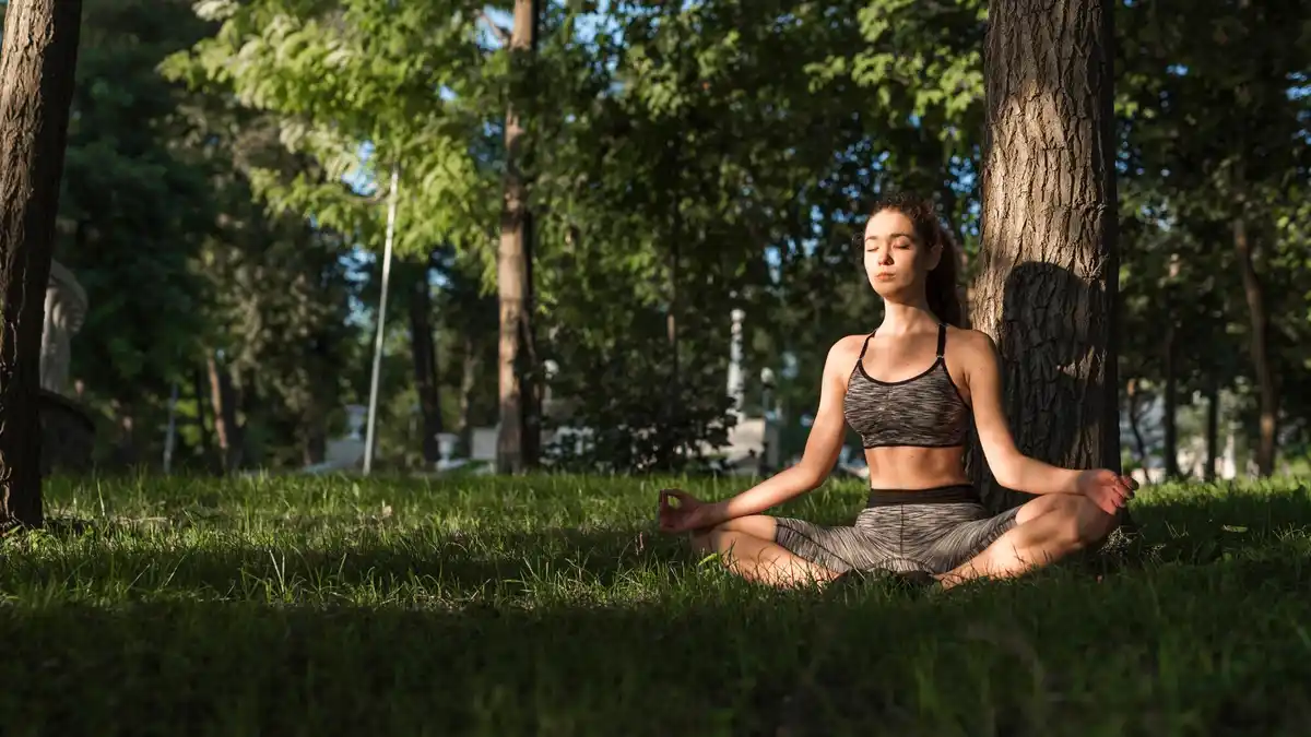 relaxed person breathing outdoors