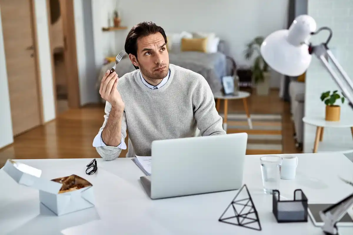busy productive person working focused home office